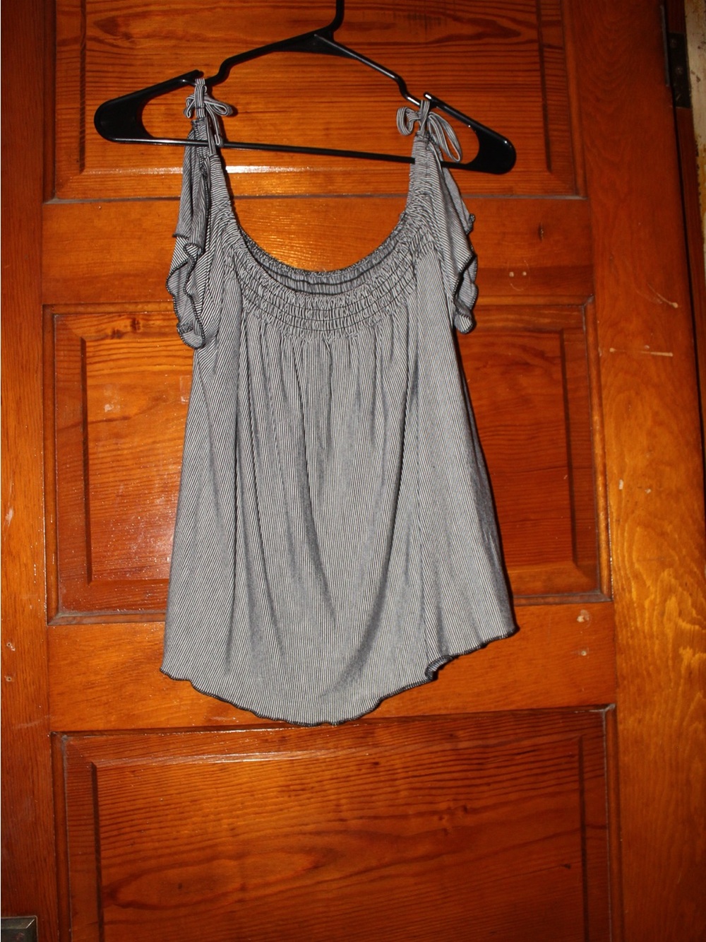 American Eagle Outfitters Gray Smocked Short Sleeve Top